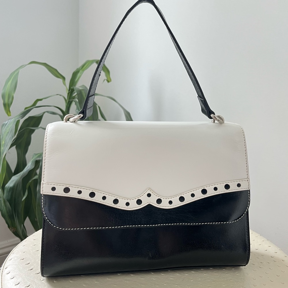 HOBO back and white leather detailed shoulder bag